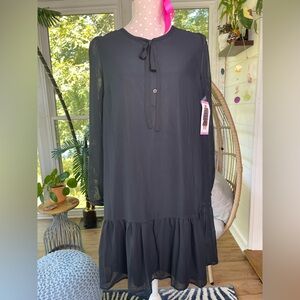 Draper James Black Sheer Long Sleeve Dress Shift NWT Size Small